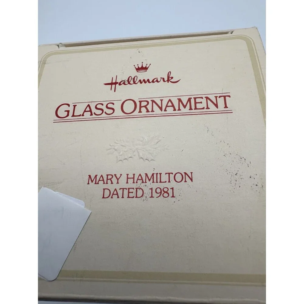 Hallmark Mary Hamilton Glass Christmas Ornament Dated 1981 In Original Box Angel